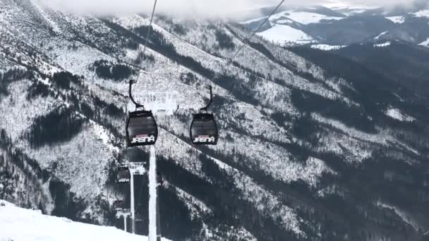 Cabaña Estación Esquí Eslovaquia Montañas Estación Copia Espacio — Vídeos de Stock