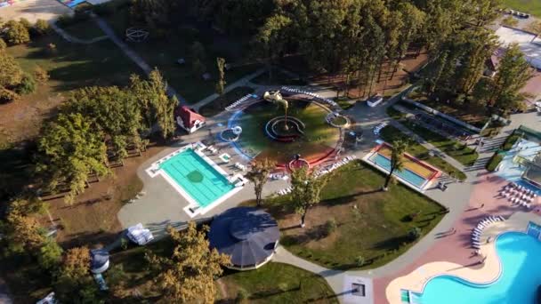 Overhead aerial view of kosino aqua park — Stock Video