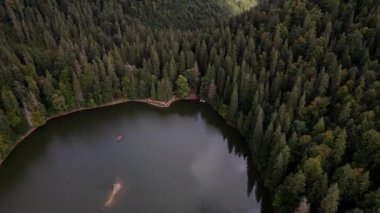 Ukrayna dağlarındaki Carpathian Gölü Sinnevyr 'in insansız hava aracı görüntüleri