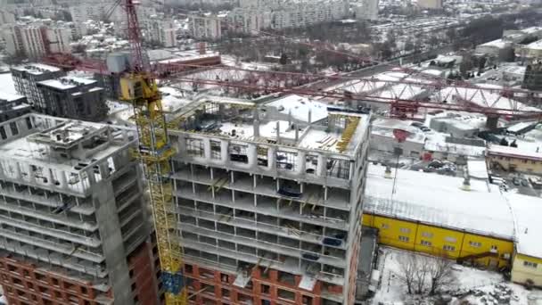 Apartment building construction site aerial view — стоковое видео