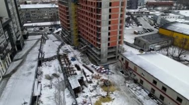 apartment building construction site aerial view