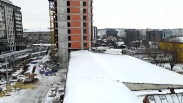 Apartment building construction site aerial view — Video