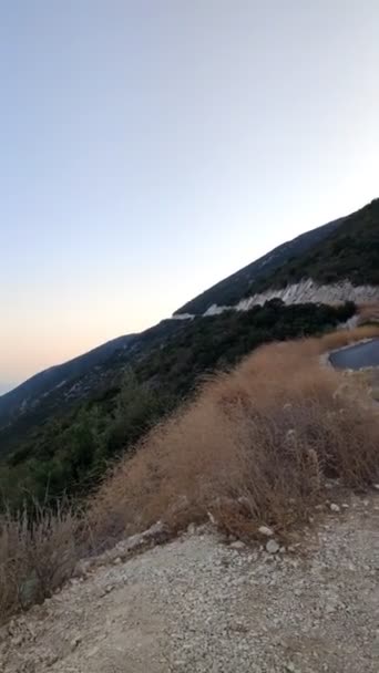Picknick Met Panoramisch Uitzicht Het Eiland Lefkada Griekenland Zomervakantie — Stockvideo