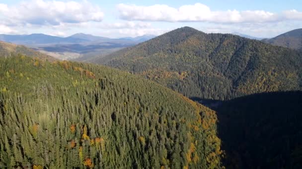 Vista Aerea Delle Montagne Carpatiche Stagione Autunnale — Video Stock