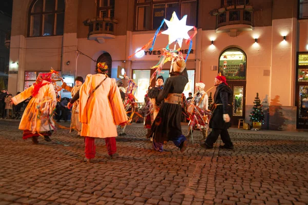 Lviv Ucrânia Dezembro 2017 Jogo Natal Nascimento Cristo Livre Praça — Fotografia de Stock