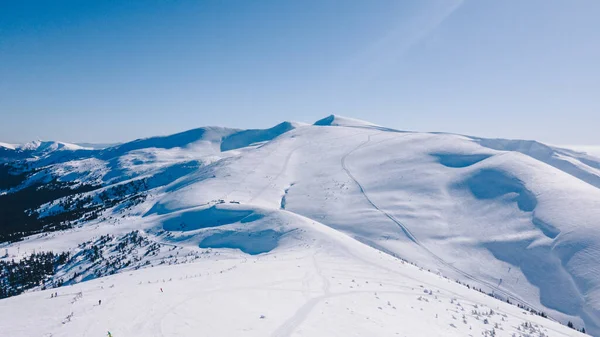 Panoramablick Auf Winter Verschneite Berge Schönheit Der Natur Kopierraum — Stockfoto