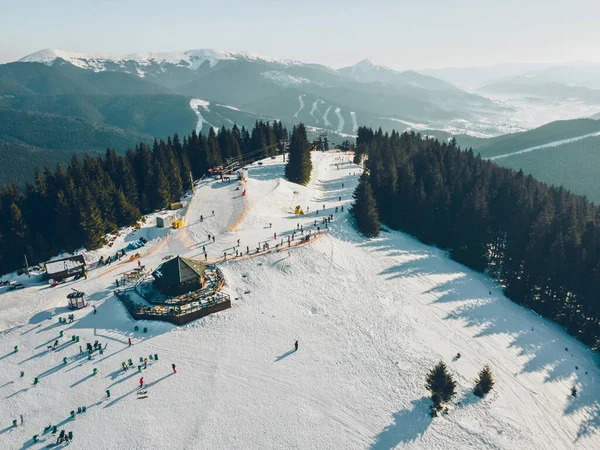 Luftaufnahme Des Skigebiets Mit Pisten Kopierraum — Stockfoto