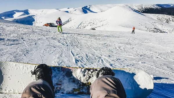 Snowboard Vue Des Montagnes Hiver Sport Voyage Extrême — Photo