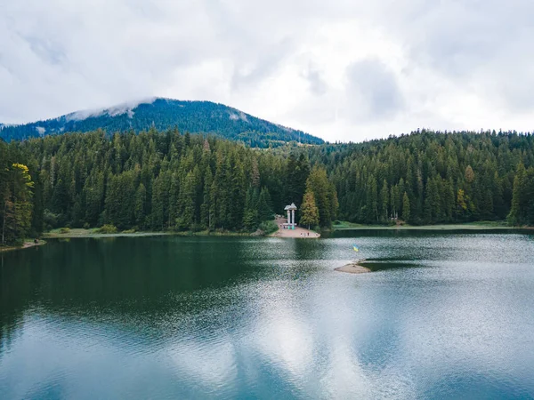 Aerial View Carpathian Lake Synevyr Autumn Season — Stock Photo, Image