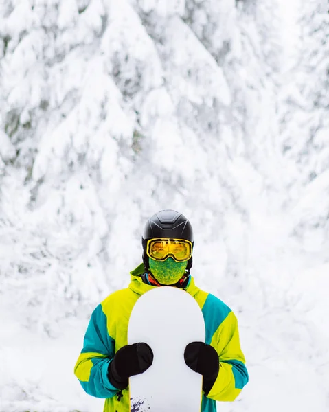 Homme Snowboarder Dans Espace Copie Équipement Ski — Photo