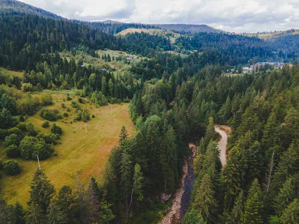 Luchtfoto Van Oekraïense Karpaten Bergen Zomer — Stockfoto