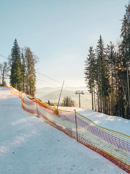 Aussicht Skihang Bei Sonnigem Tag — Stockfoto