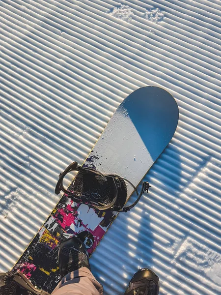 Blick Auf Snowboard Morgen Ski Samt Kopierraum — Stockfoto