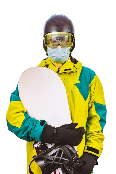 Uomo Isolato Attrezzatura Sci Con Sfondo Bianco Snowboard — Foto Stock