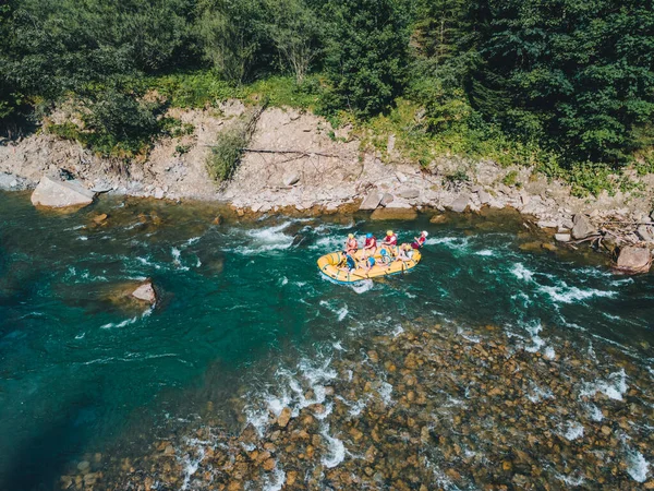 Bergen Rivier Rafting Extreme Aantrekkingskracht Zomer Kopieer Ruimte Bovenaanzicht — Stockfoto