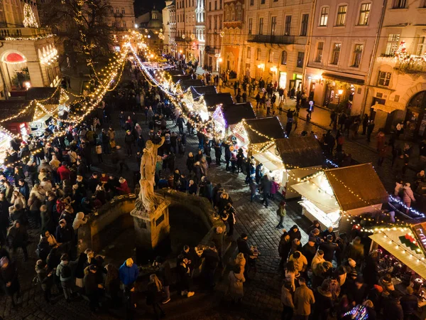 Lviv Ucrânia Janeiro 2021 Vista Aérea Centro Cidade Natal Com — Fotografia de Stock