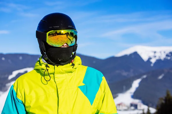 Portrait Man Snowboard Mask Helmet Balaclava — Stock Photo, Image