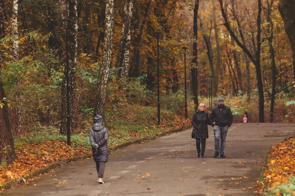 乌克兰利沃夫 2020年11月2日 人们在秋天的城市公园外散步 — 图库照片