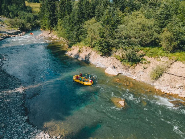 Bergen Rivier Rafting Extreme Aantrekkingskracht Zomer Kopieer Ruimte Bovenaanzicht — Stockfoto