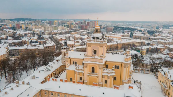 Aziz George Katedrali Kış Zamanı Hava Manzaralı — Stok fotoğraf