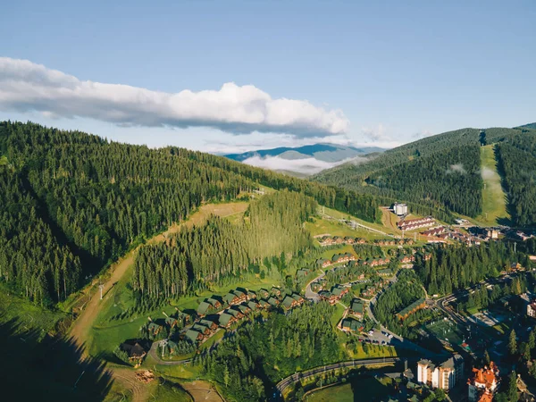 Vista Panorámica Bukovel Las Montañas Los Cárpatos Ucrania Espacio Copia — Foto de Stock