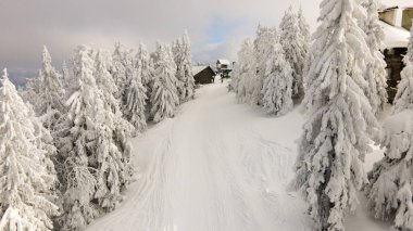 Pudra günü kopyalama alanındaki kayak artıklarının hava görüntüsü
