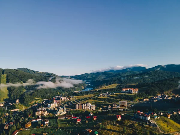 Vista Panorámica Bukovel Las Montañas Los Cárpatos Ucrania Espacio Copia — Foto de Stock