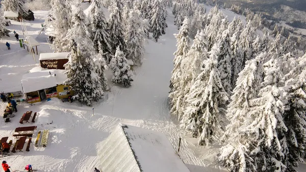 Vue Aérienne Fente Ski Espace Copie Jour Poudre — Photo