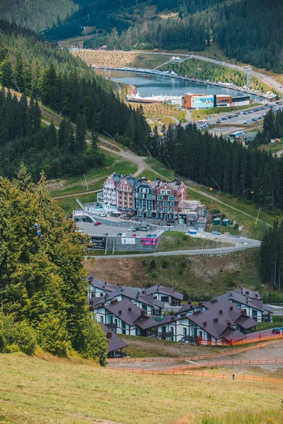 Vista Panorámica Bukovel Las Montañas Los Cárpatos Ucrania Espacio Copia — Foto de Stock