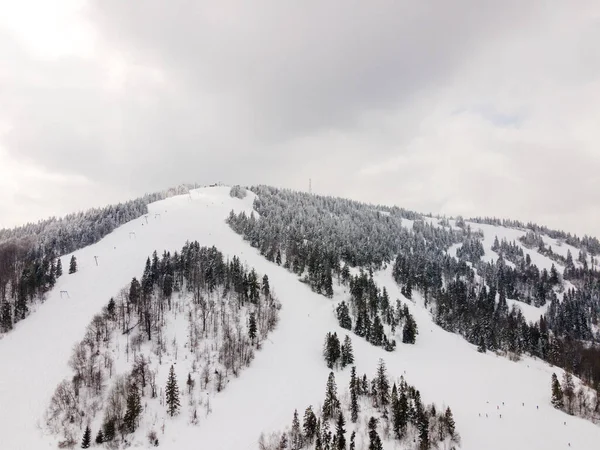 Vue Aérienne Montagne Ski Trostyan Ukraine Espace Copie Montagne Des — Photo