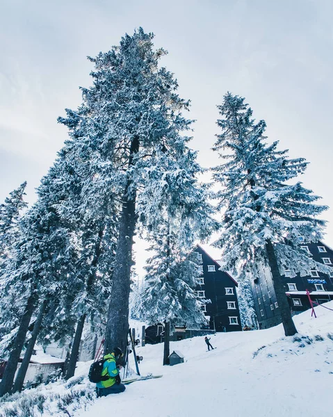 Resor Pegunungan Ski Pegunungan Carpathian Menyalin Ruang — Stok Foto