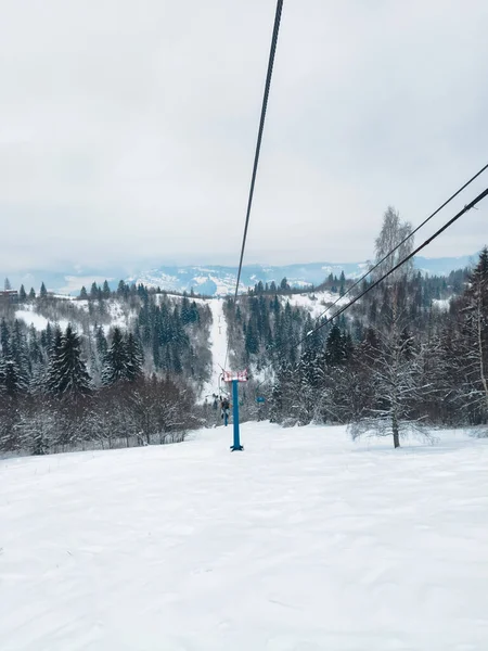 Old Ski Lift Trostyan Ski Resort Ukraine Carpathian Mountains Copy — Stock Photo, Image