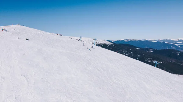 Panoramautsikt Över Vintern Snöade Berg Skönhet Naturen Kopieringsutrymme — Stockfoto