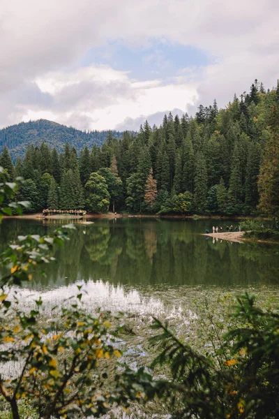 Ukrainian Carpathian Lake Synevyr Autumn Time Copy Space — Stock Photo, Image