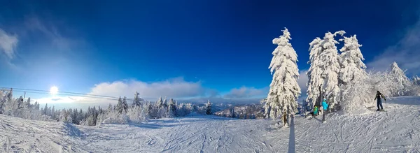 Vue Sur Les Montagnes Des Carpates Ukrainiennes Enneigées Copier Espace — Photo