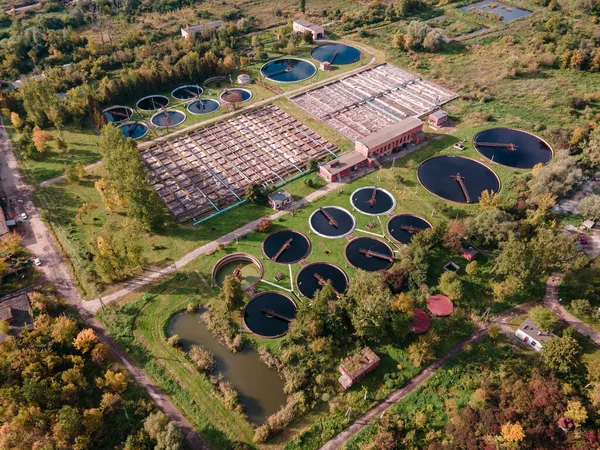 Vista Aerea Della Città Acqua Sistema Pulito Copia Spazio — Foto Stock