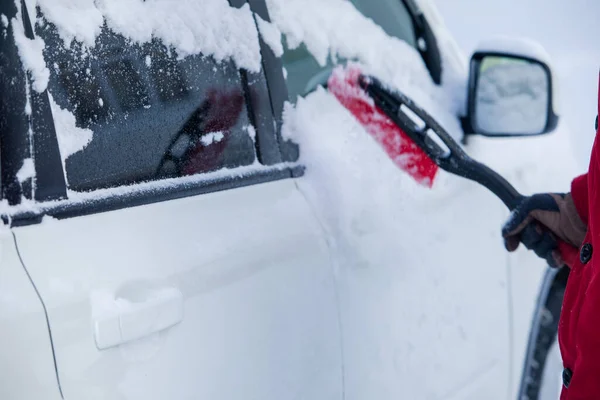 Tiszta Autó Után Hóvihar Téli Szezonban — Stock Fotó