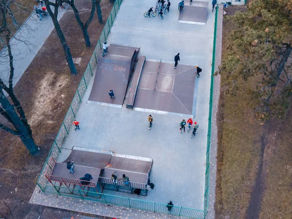 Vista Aérea Del Parque Skate Espacio Copia Del Lugar Público — Foto de Stock