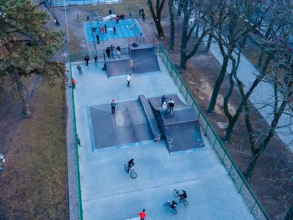 Vista Aérea Del Parque Skate Espacio Copia Del Lugar Público — Foto de Stock