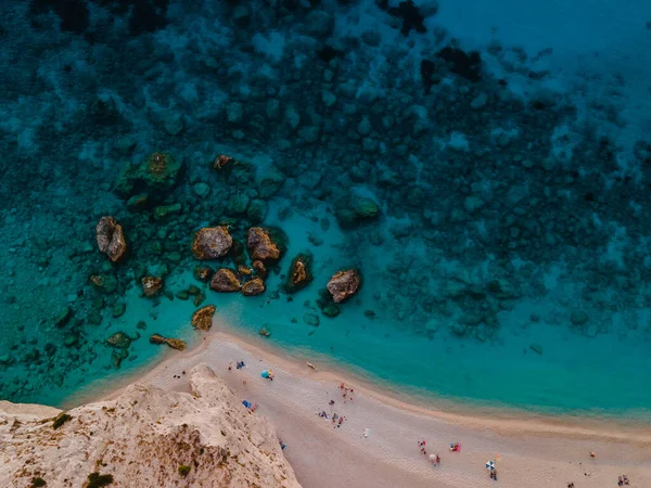 Aerial View Porto Katsiki Beach Lefkada Island Greece Summer Vacation — Stock Photo, Image