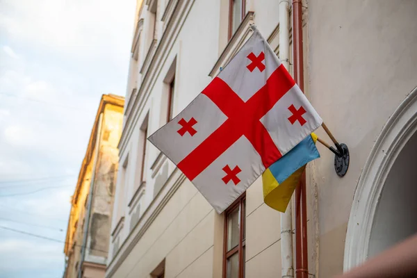 Georgia Ukraine Bandera Espacio Copia Pared — Foto de Stock