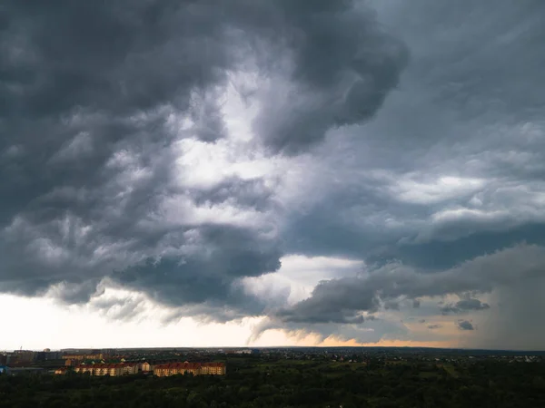 Nuages Orageux Couvert Sur Espace Copie Ville — Photo