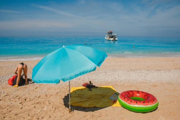 Blick Auf Den Strand Von Egremni Auf Der Insel Lefkada — Stockfoto