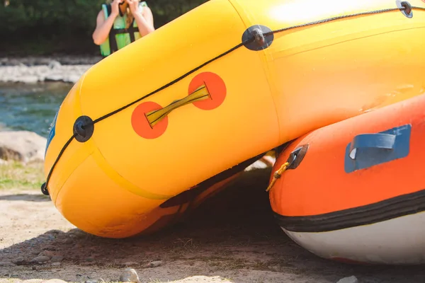 Schlauchboot Extremsport Gebirgsfluss Sommer Kopierraum — Stockfoto