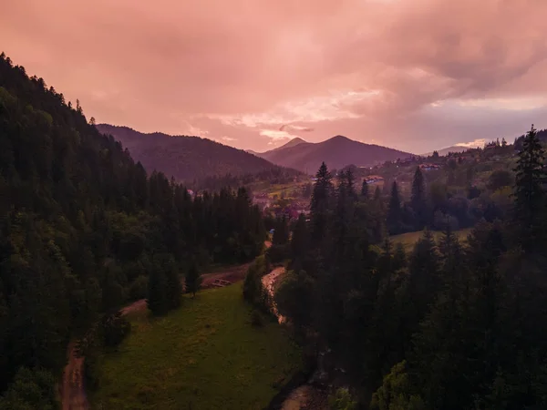 Overcast Sunset Mountains Copy Space — Stock Photo, Image