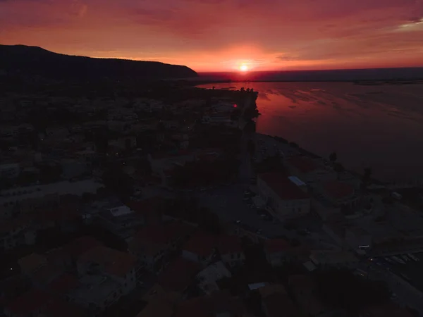 Sunset Lefkada Town Copy Space Greece — Stock Photo, Image