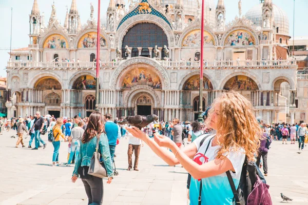 Італія Венеція Травня 2019 Жінка Туристка Площі — стокове фото