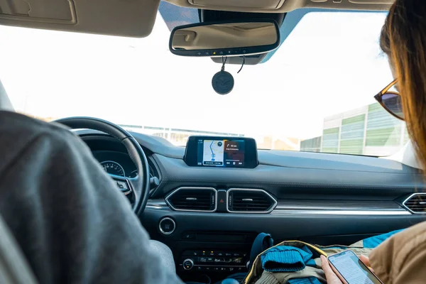 Car Driving Concept Vie Navigation Dashboard — стоковое фото