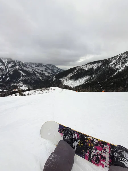 Άποψη Snowboarder Από Χώρο Αντίγραφο Κλίση Σλοβακία Jasna — Φωτογραφία Αρχείου