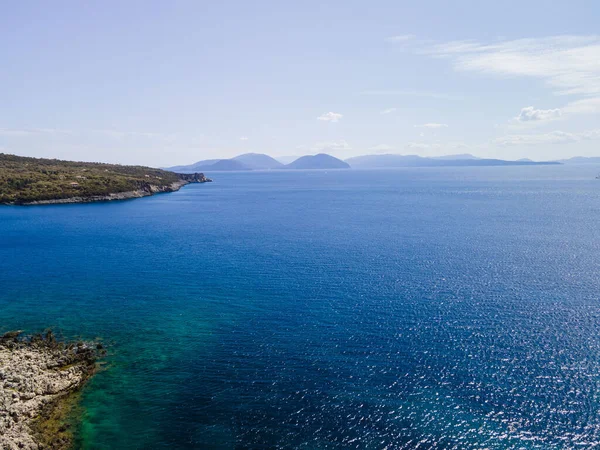 Vista Aérea Isla Cefalonia Del Mar Ioniano Fondo Grecia —  Fotos de Stock